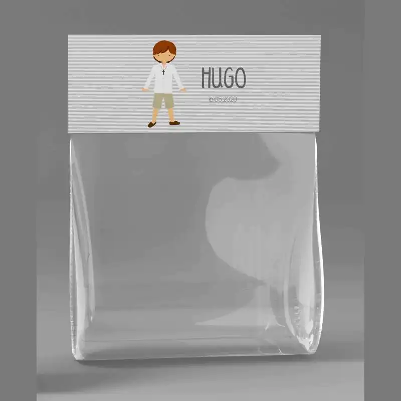 BOLSITA DE CELOFÁN CON ETIQUETA DE NIÑO DE COMUNIÓN