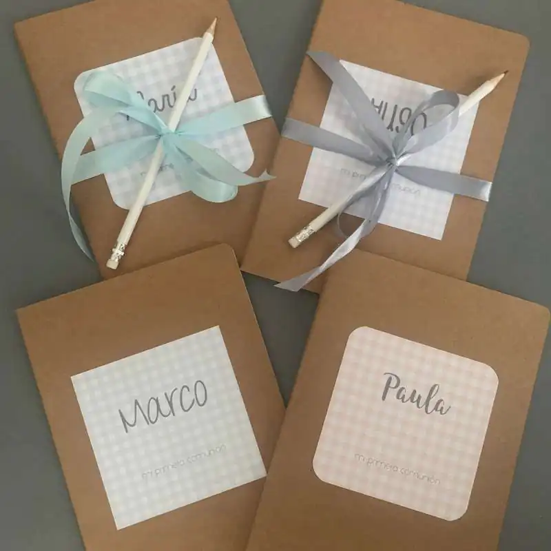 CUADERNO A5 KRAFT CON ETIQUETA VICHY PERSONALIZADA