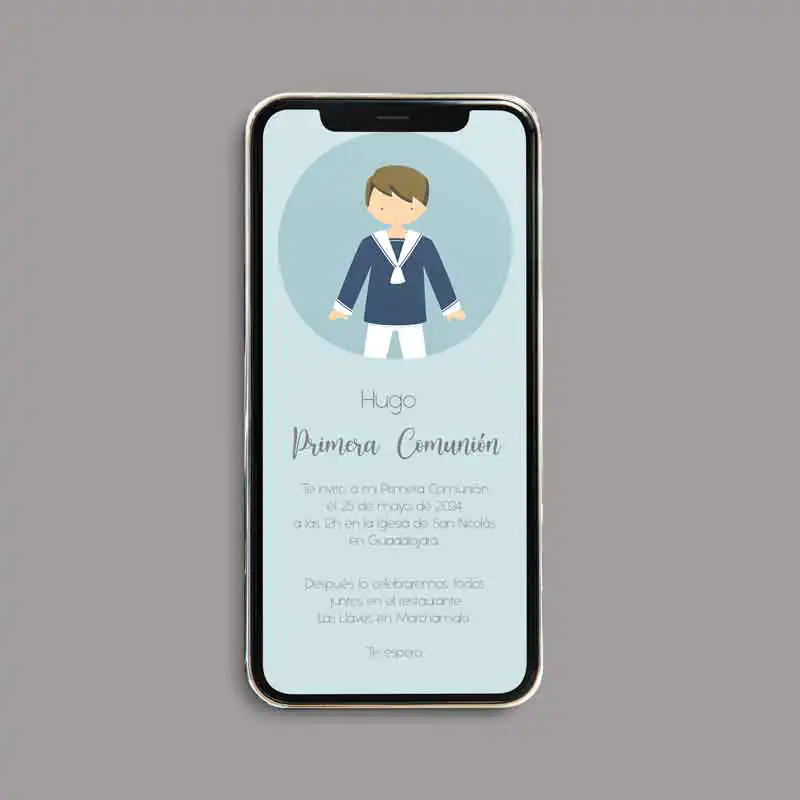 INVITACIÓN DIGITAL DE COMUNIÓN CON NIÑO CON CÍRCULO