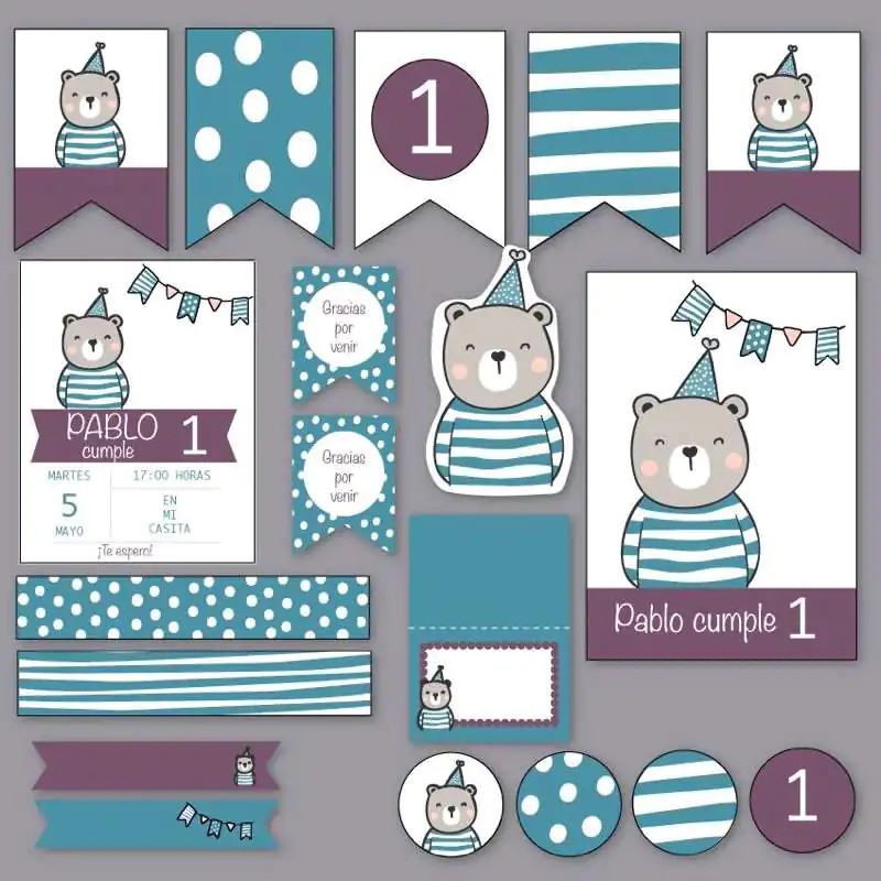 KIT PARA FIESTA - OSO CUMPLEAÑOS