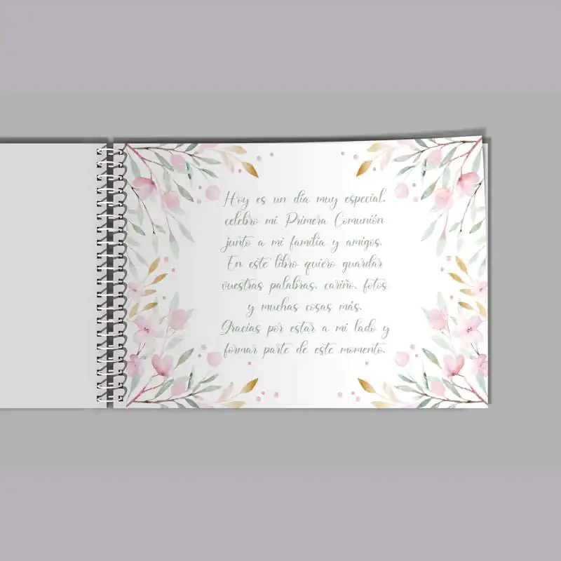 LIBRO DE FIRMAS CON MARCO DE FLORES