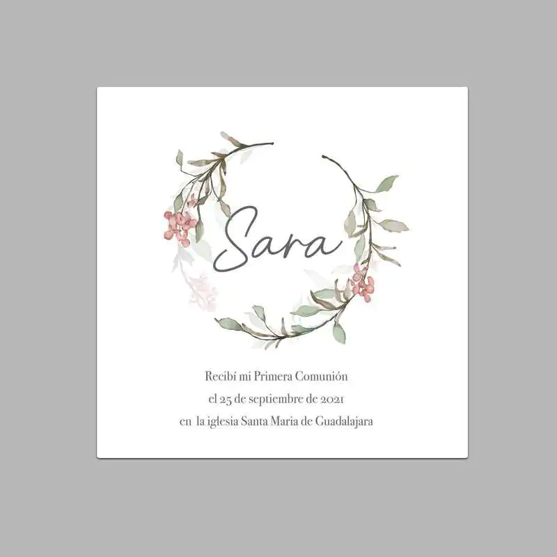 RECORDATORIO COMUNIÓN CON DIBUJO DE LA COLECCIÓN CORONA "Sara"