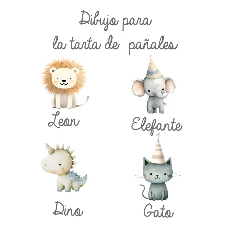 Tarta de Pañales Pequeña - Animalitos