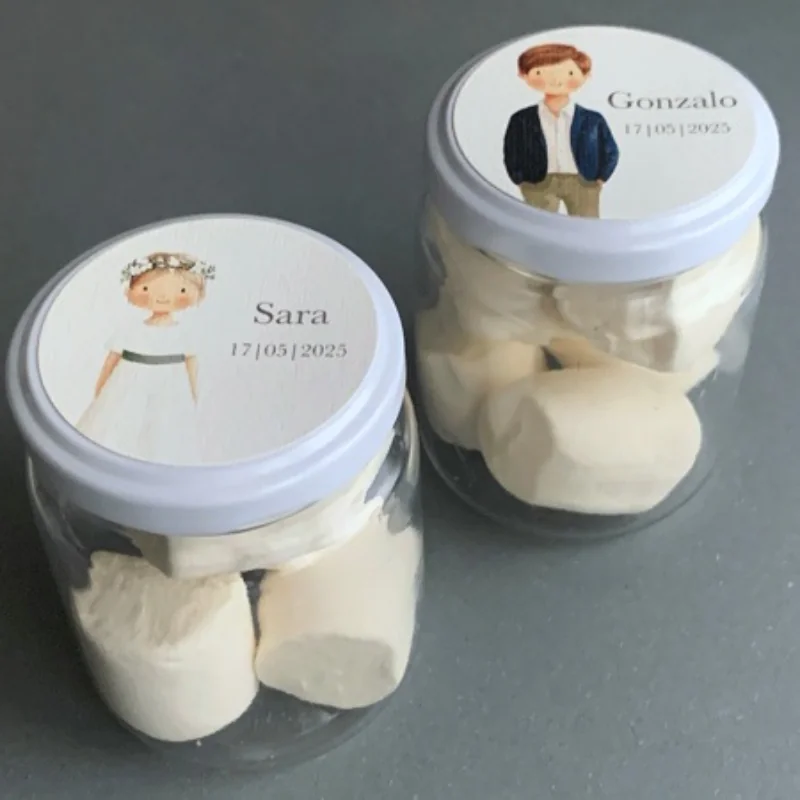 BOTE PARA CHUCHES CON ETIQUETA DIBUJO NIÑA COMUNIÓN TIPO ACUARELA