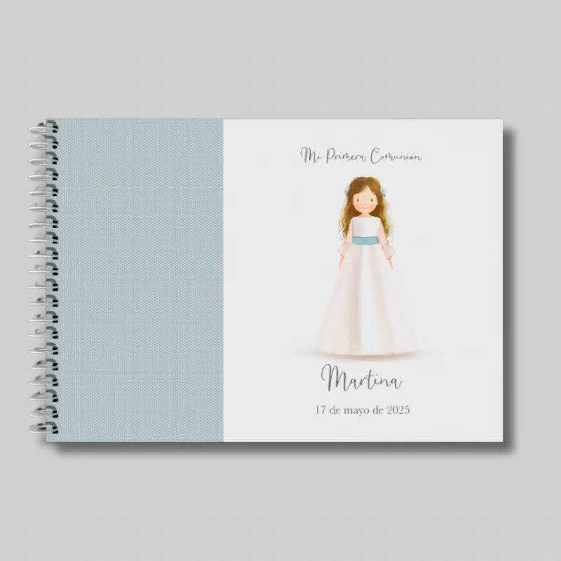 ÁLBUM CON ESPIRAL PERSONALIZADO CON DIBUJO NIÑA TIPO ACUARELA